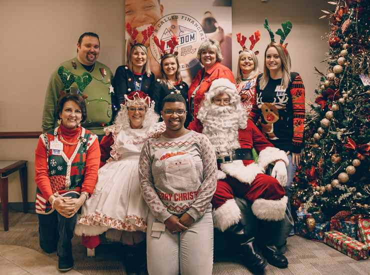 ORNL Team members celebrating Christmas