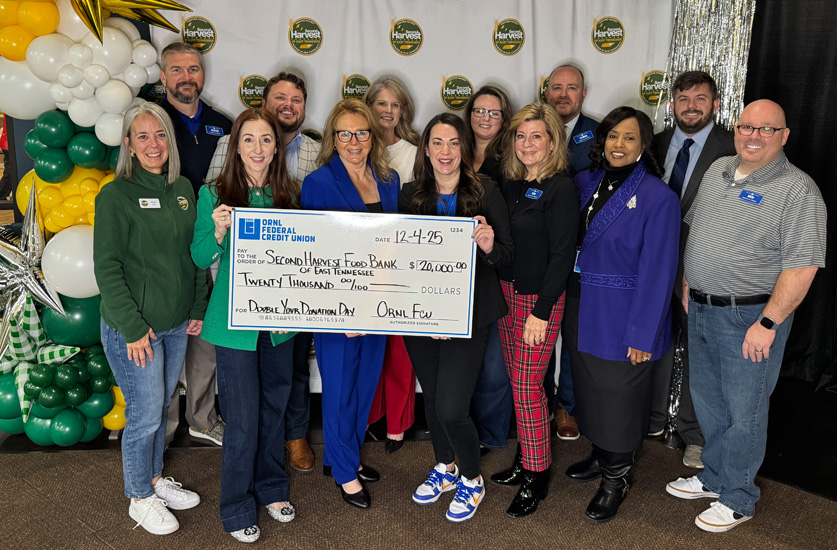 ORNL FCU staff presenting check to Second Harvest Food Bank